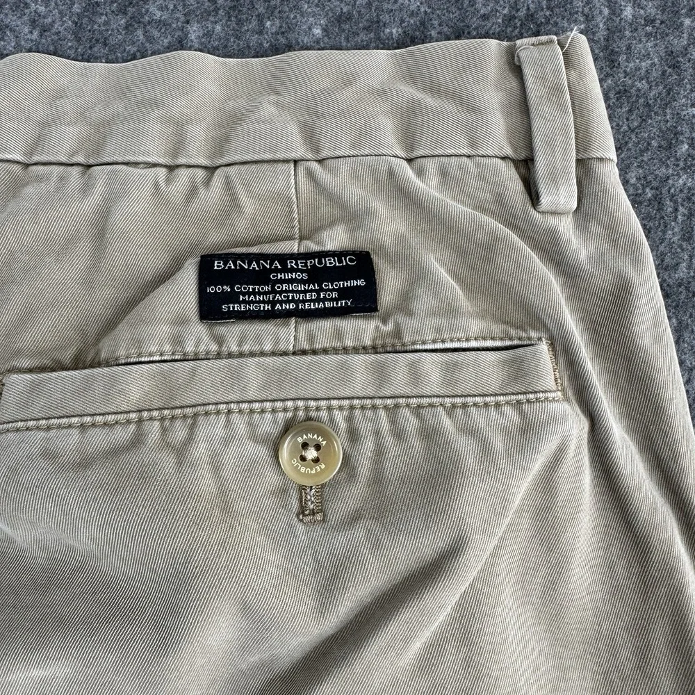 Banana Republic Aiden Chino Pants Men's 36x32 Khaki Tan 100% Cotton